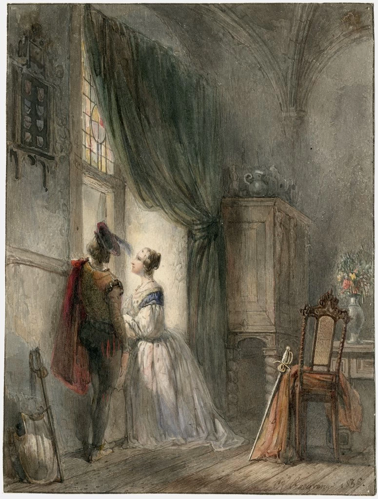 Interno con cavaliere e dama
